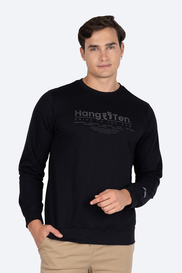 Sudadera cerrada negra estampado Hang Ten