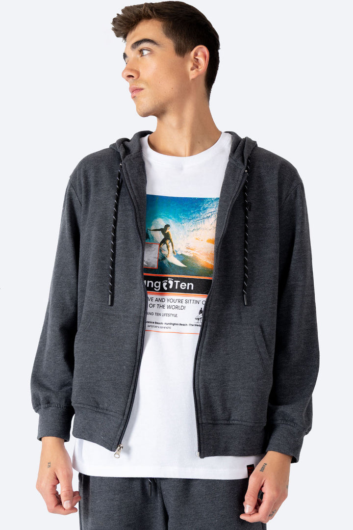 Sudadera abierta gris oxford - Hang Ten 
