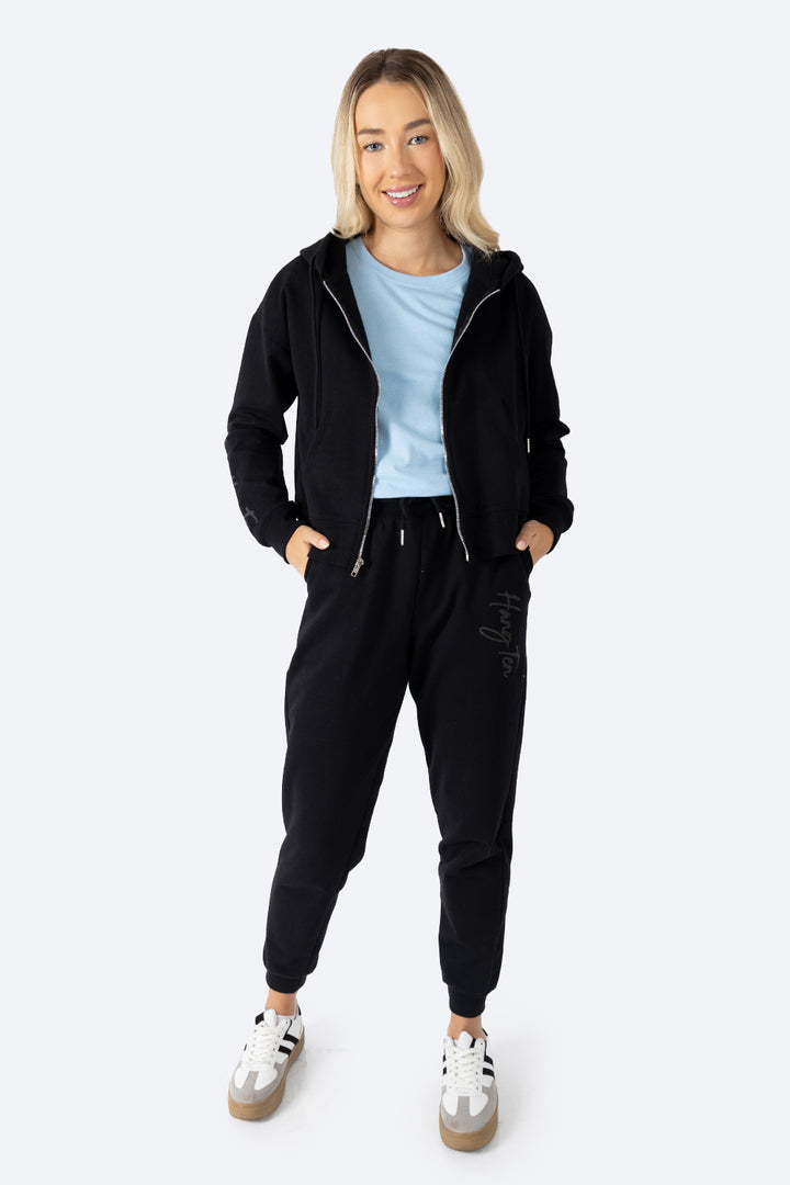 Sudadera abierta negra con gorro - Hang Ten