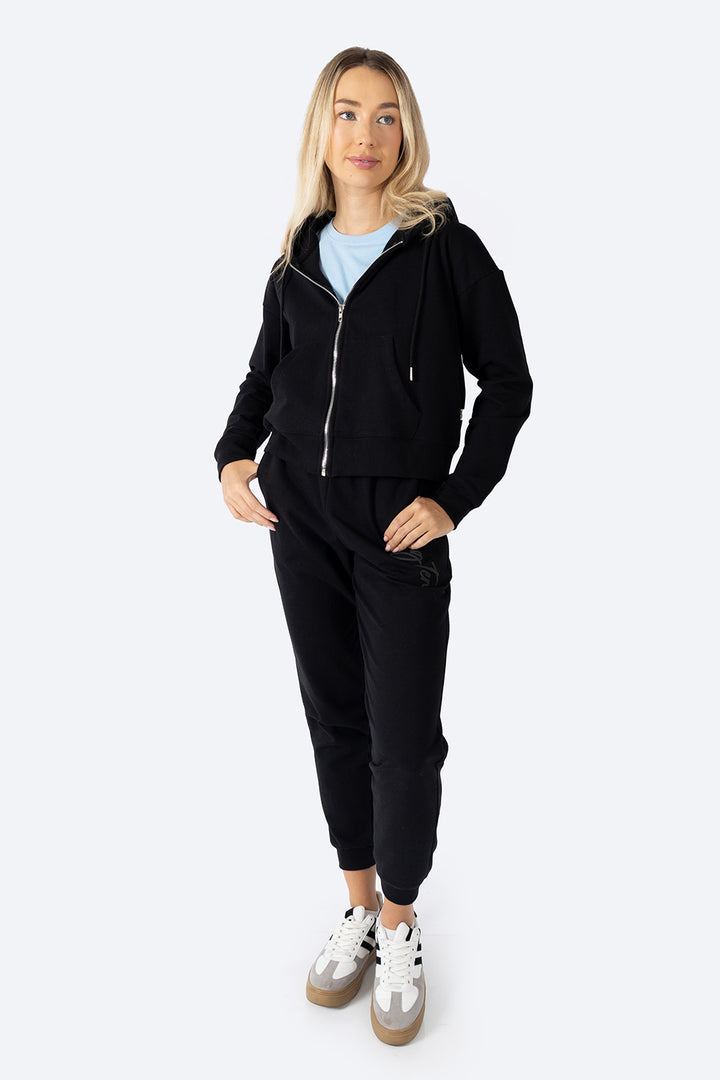 Sudadera abierta negra con gorro - Hang Ten