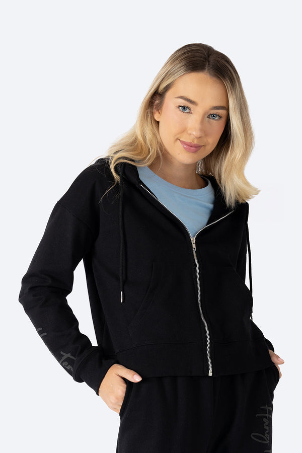 Sudadera abierta negra con gorro - Hang Ten
