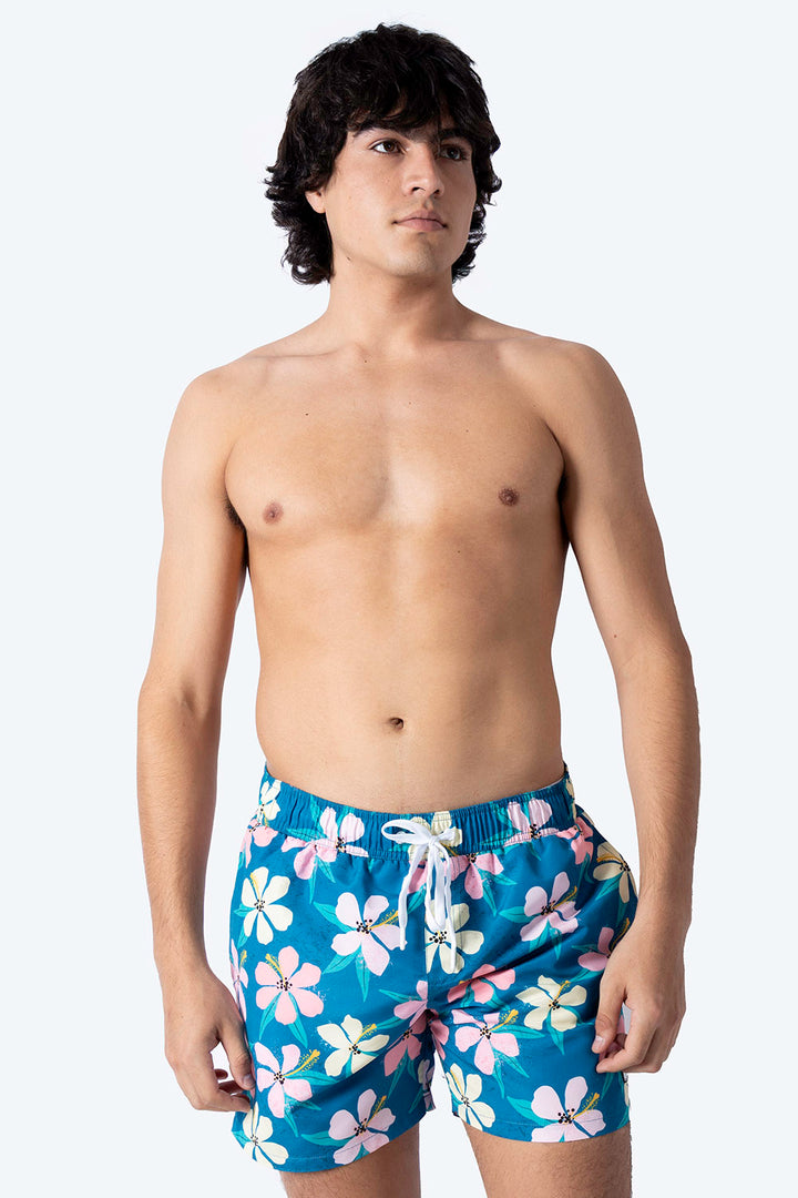 Traje de baño turquesa estampado de flores - Hang Ten