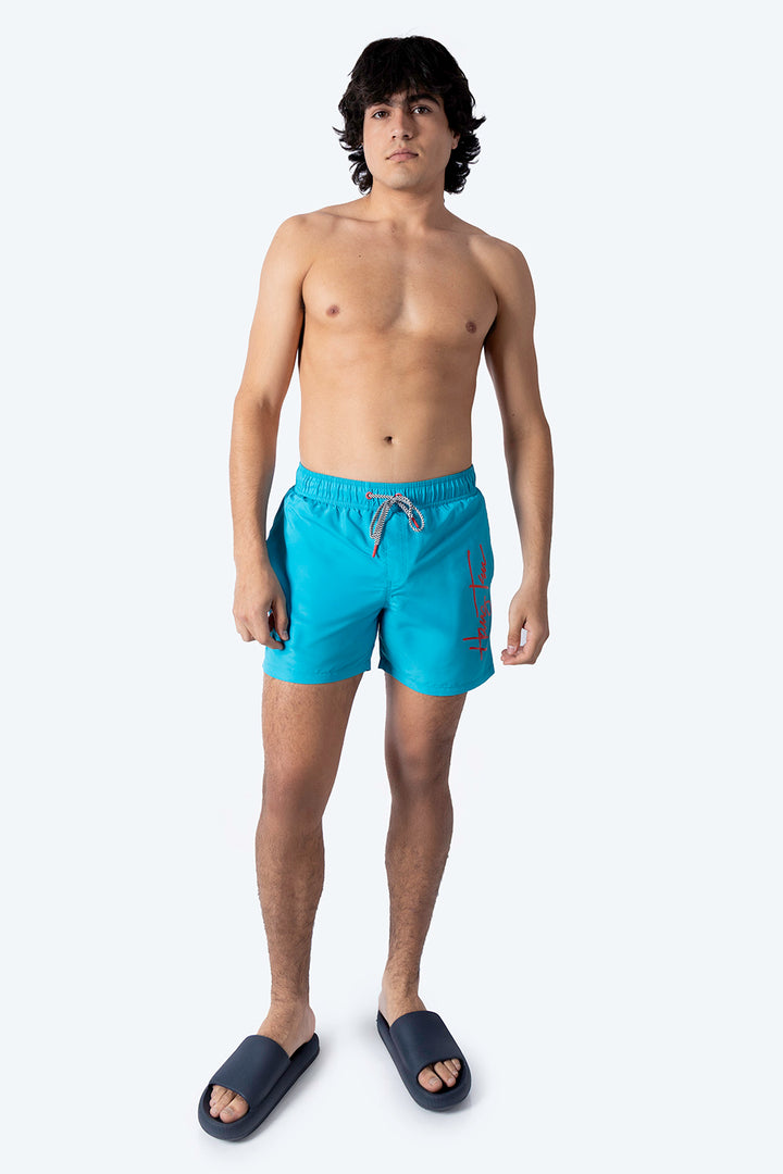 Traje de baño turquesa con jareta - Hang Ten