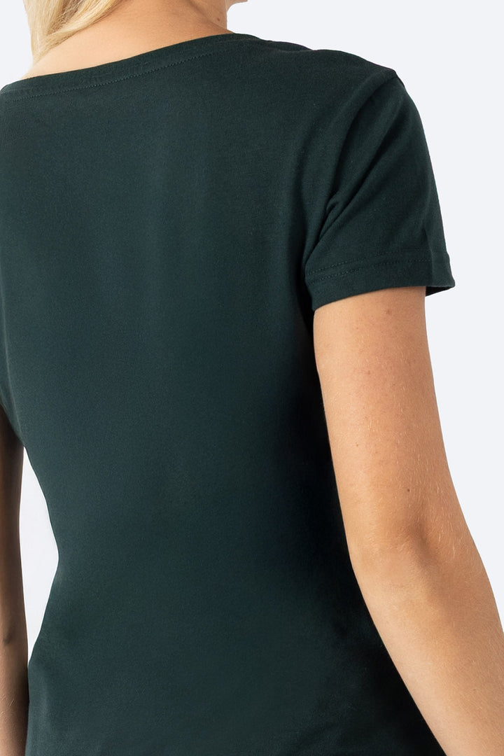 Playera básica cuello redondo verde oscuro  - Hang Ten