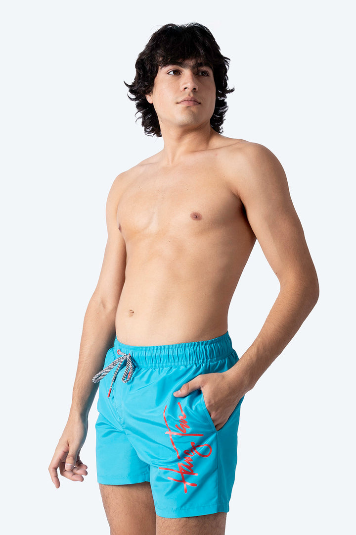 Traje de baño turquesa con jareta - Hang Ten
