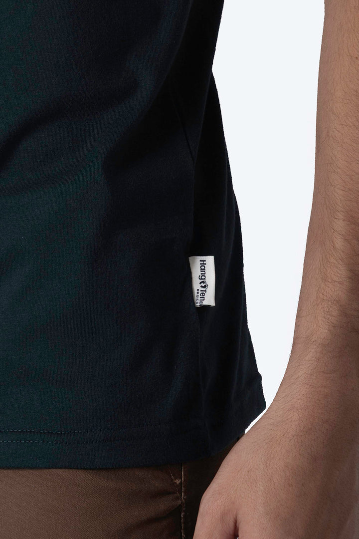 Playera básica cuello v verde oscuro - Hang Ten 