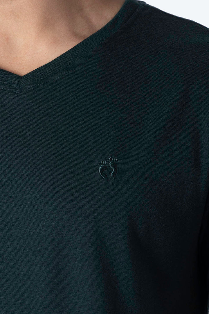 Playera básica cuello v verde oscuro - Hang Ten 