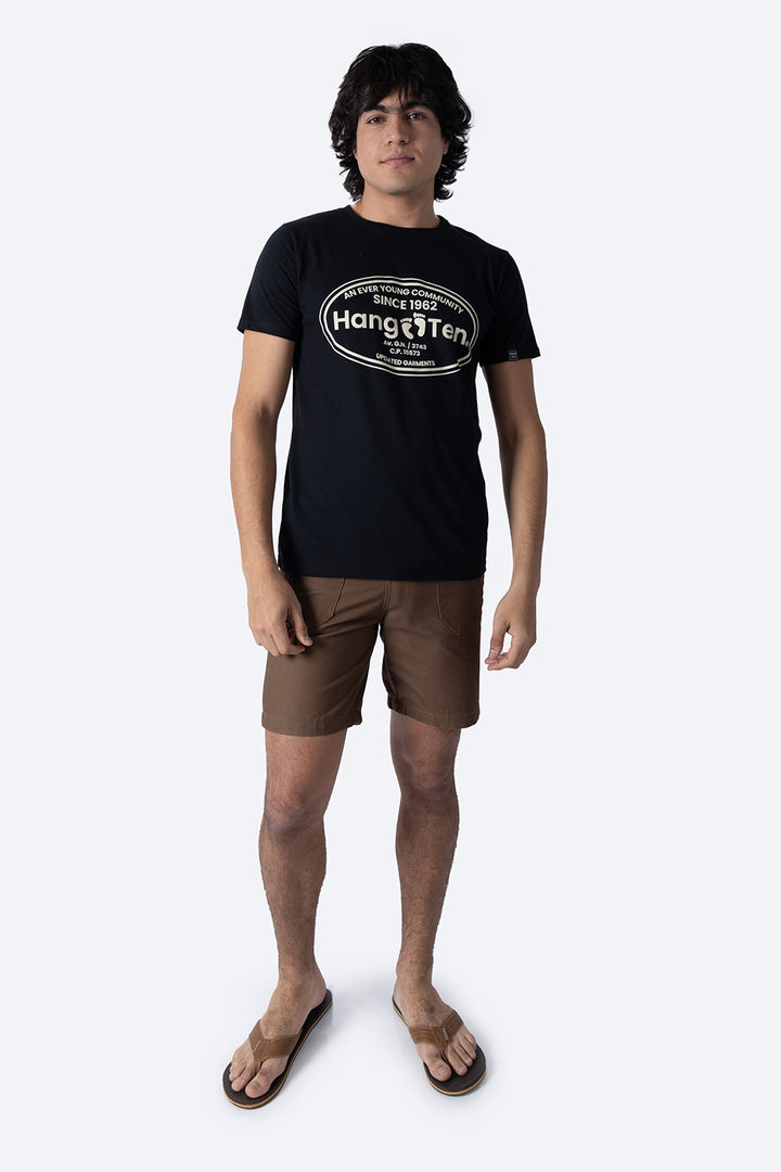 T-shirt negra manga corta Since 1962 - Hang Ten 