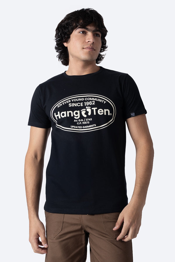 T-shirt negra manga corta Since 1962 - Hang Ten 