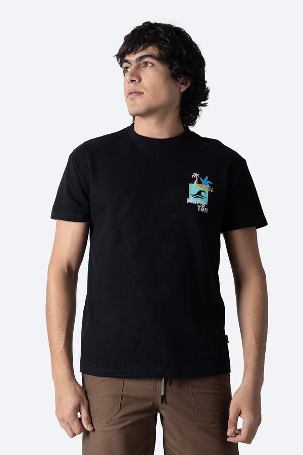 Playera negra con textura - Hang Ten 