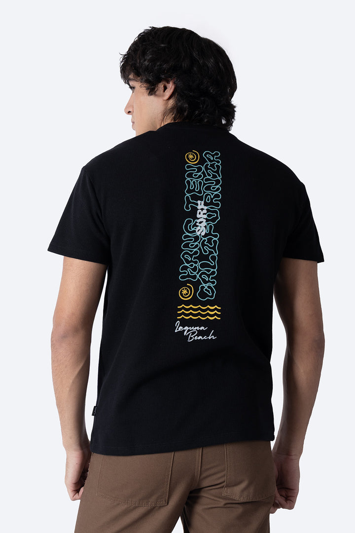 Playera negra con textura - Hang Ten 