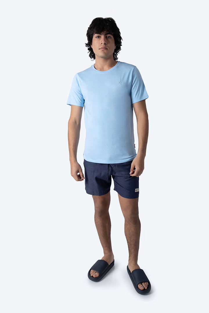 Playera básica cuello redondo azul claro - Hang Ten 