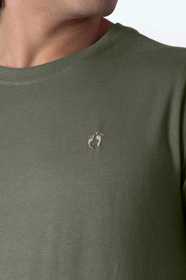 Playera básica cuello redondo verde olivo - Hang Ten 
