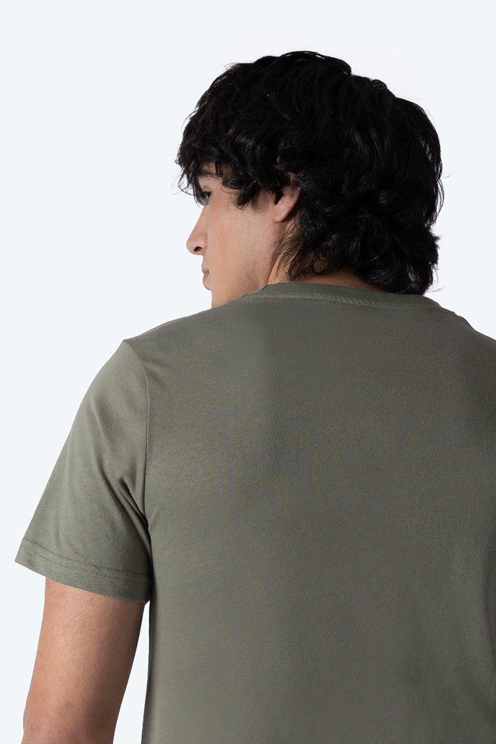 Playera básica cuello redondo verde olivo - Hang Ten 