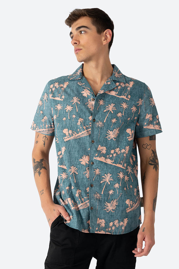 Camisa verde estampado palmeras - Hang Ten