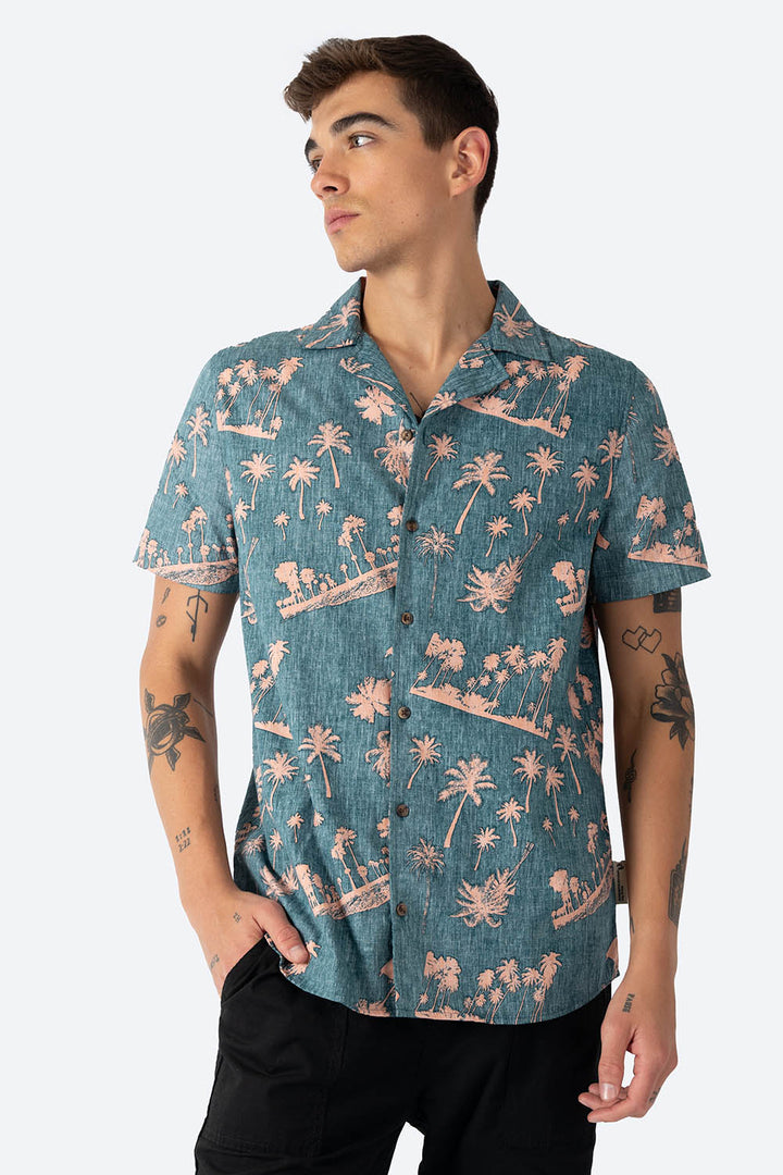 Camisa verde estampado palmeras - Hang Ten