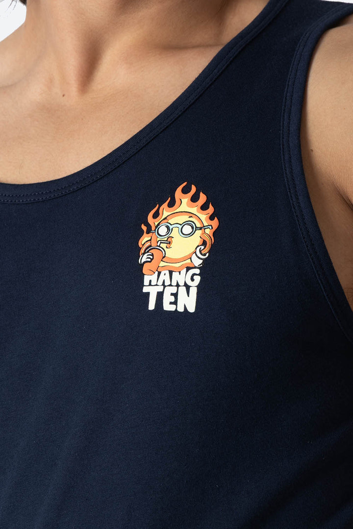 Tank top azul estampado espalda - Hang Ten