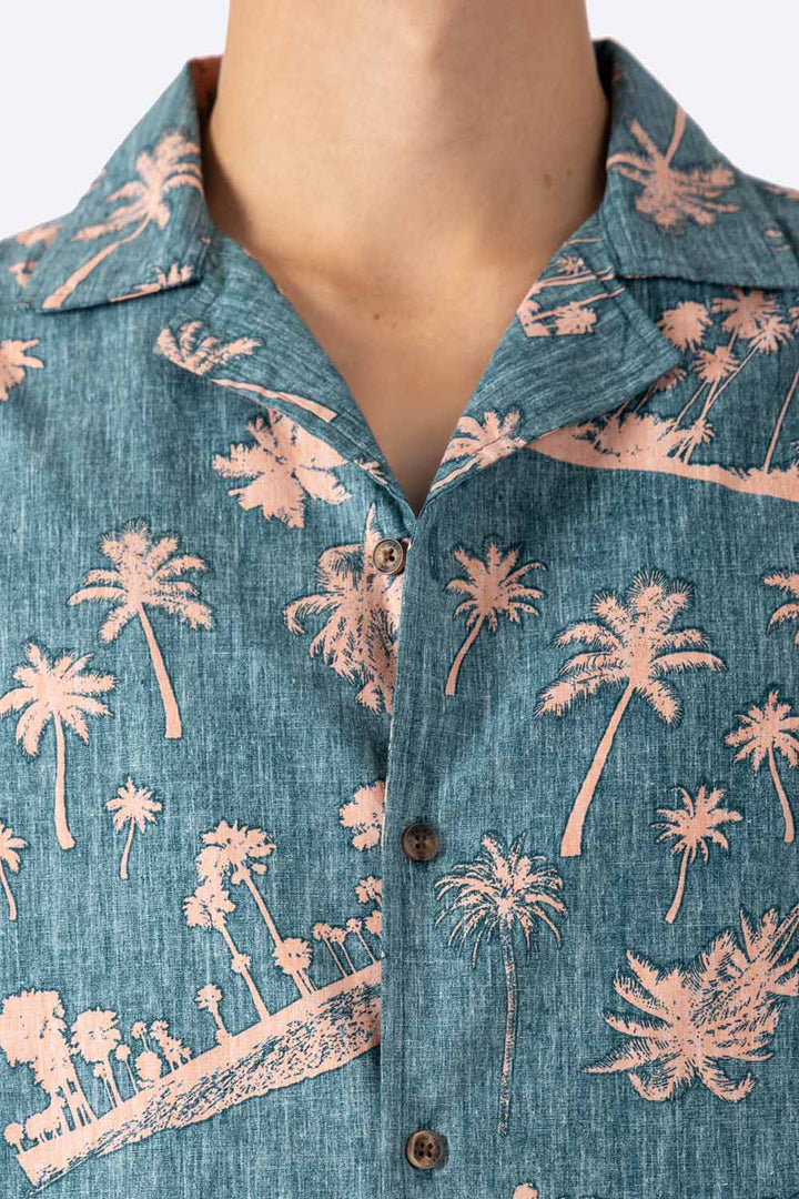 Camisa verde estampado palmeras - Hang Ten