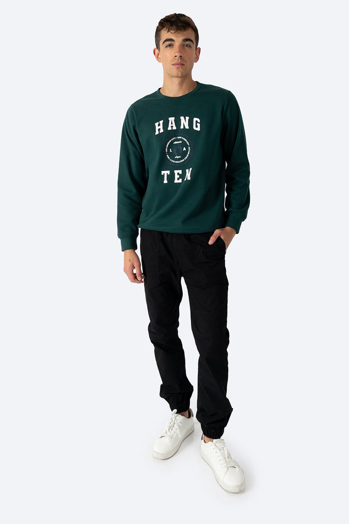 Sudadera verde oscuro cuello redondo - Hang Ten  