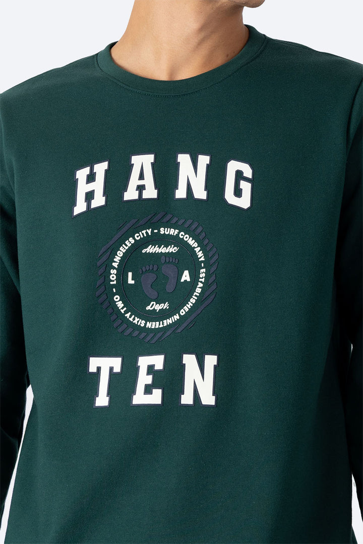 Sudadera verde oscuro cuello redondo - Hang Ten 