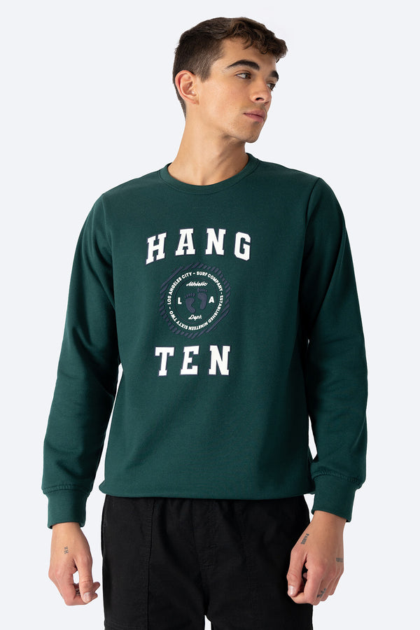 Sudadera verde oscuro cuello redondo - Hang Ten 