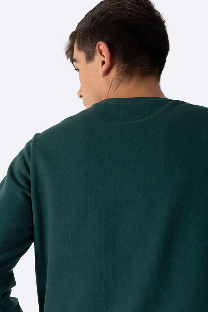 Sudadera verde oscuro cuello redondo - Hang Ten 