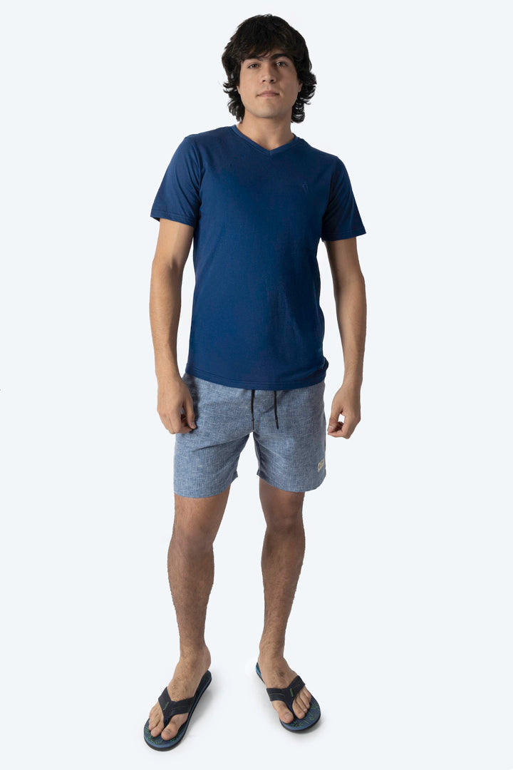 Playera básica cuello v azul - Hang Ten 