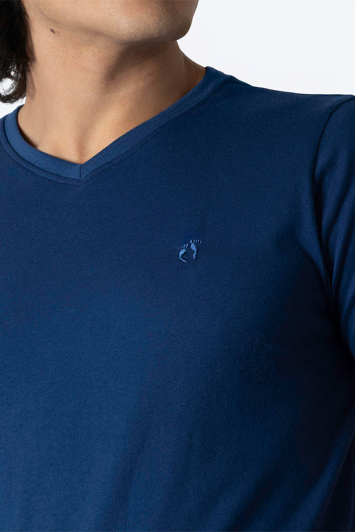 Playera básica cuello v azul - Hang Ten 