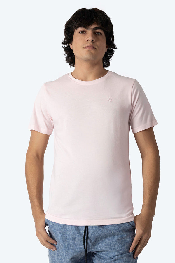 Playera básica cuello redondo rosa claro - Hang Ten 