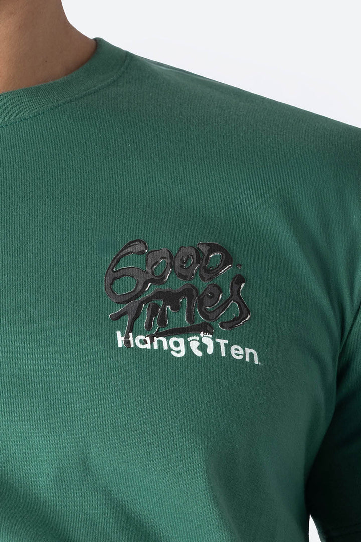 Playera verde manga corta con estampado en la espalda - Hang Ten 