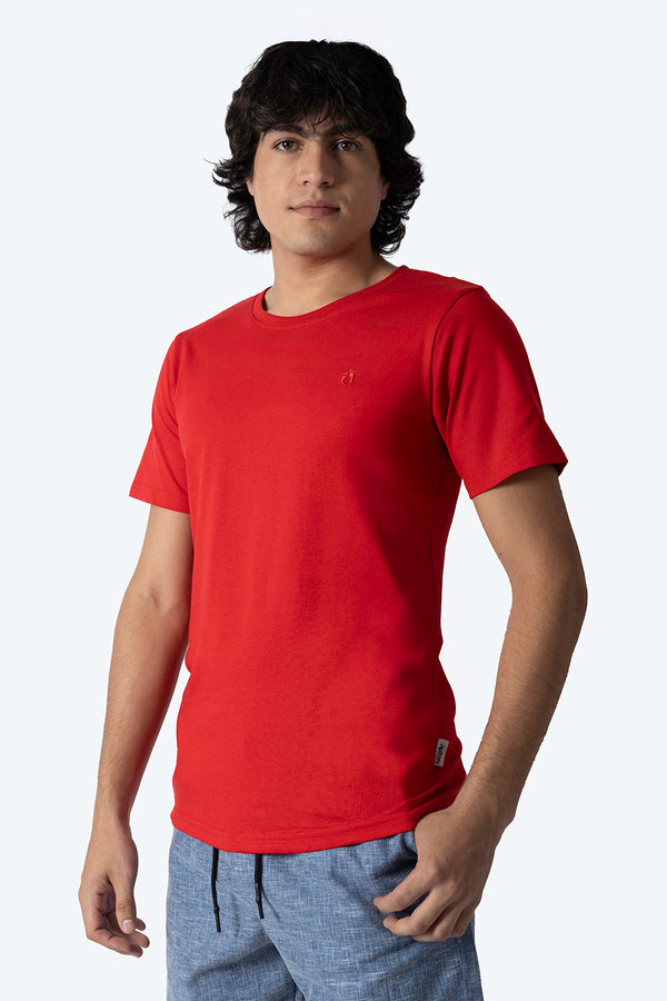 Playera básica cuello redondo roja - Hang Ten 