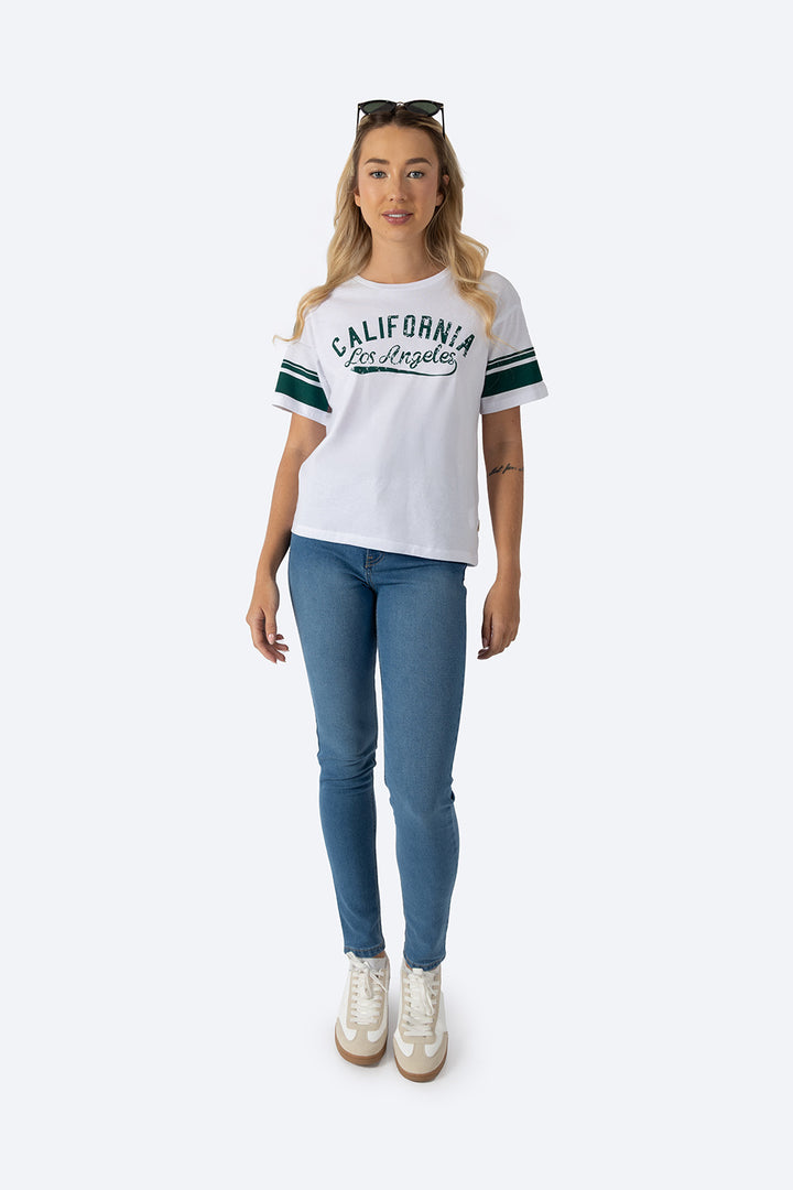 Playera boxy blanca con diseño - Hang Ten