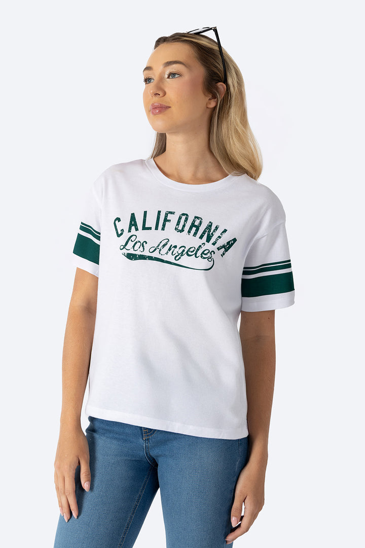 Playera boxy blanca con diseño - Hang Ten