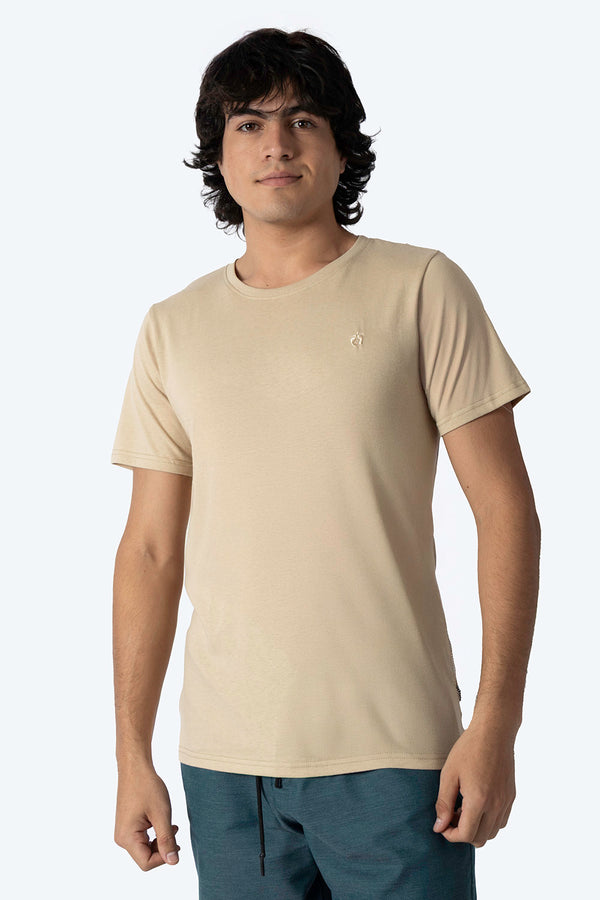 Playera básica cuello redondo café claro - Hang Ten 