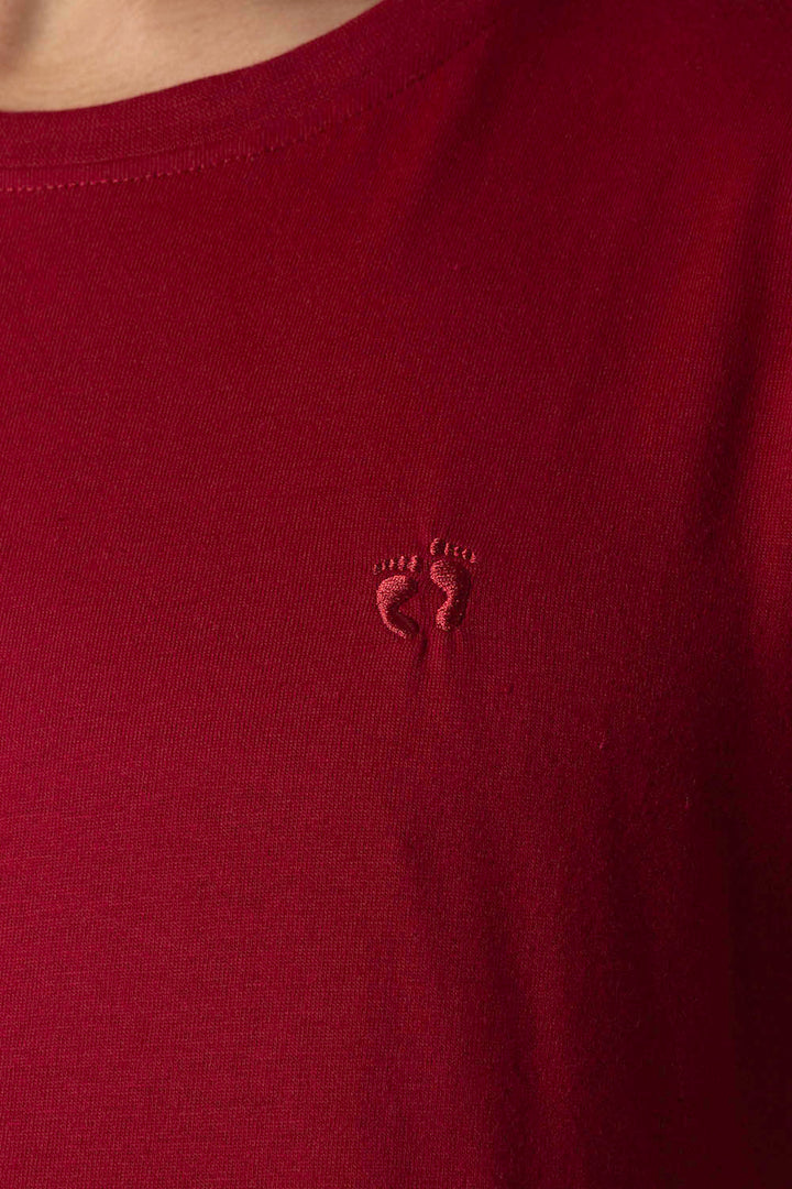 Playera básica cuello redondo rojo cereza - Hang Ten 
