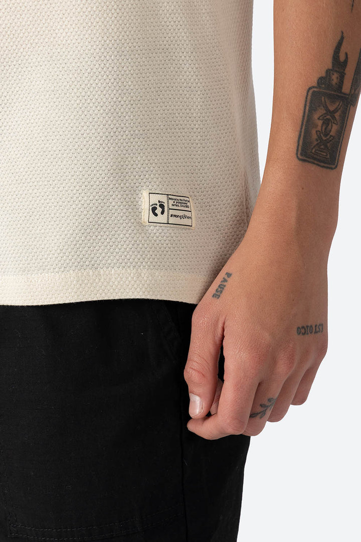 Playera henley beige con textura - Hang Ten