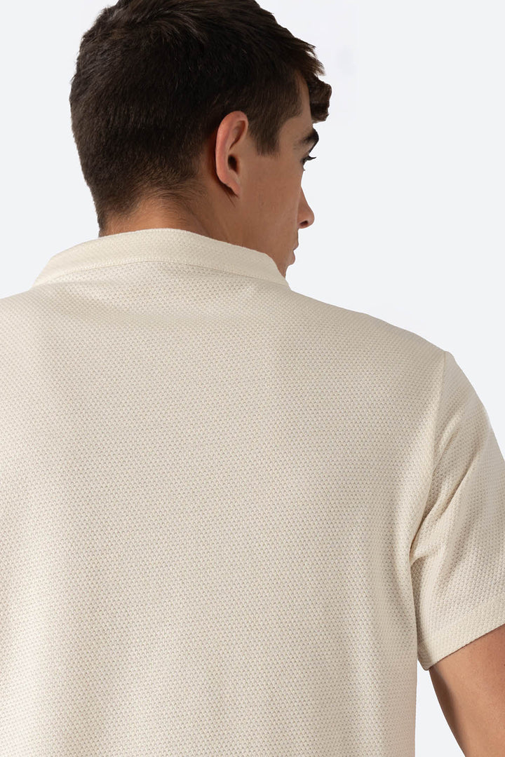 Playera henley beige con textura - Hang Ten