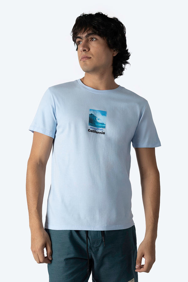 Playera azul claro manga corta con estampado - Hang Ten 