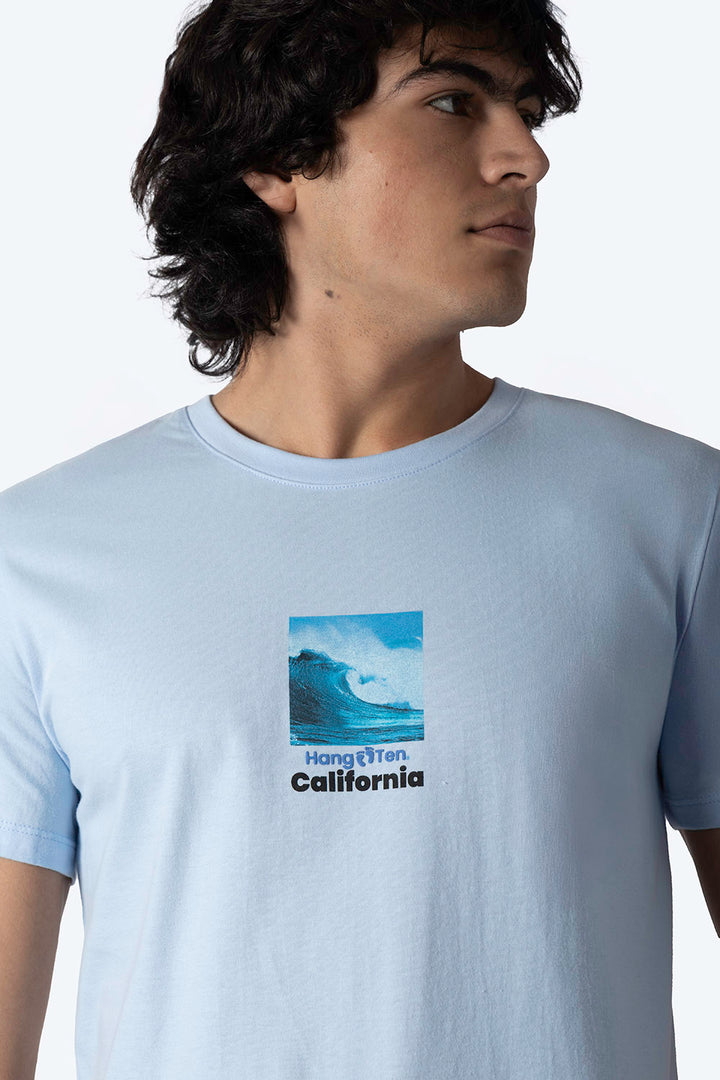 Playera azul claro manga corta con estampado - Hang Ten VVV