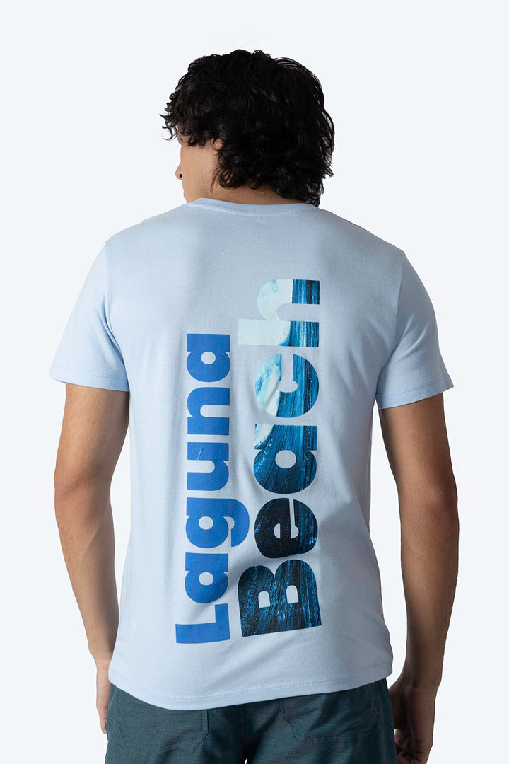 Playera azul claro manga corta con estampado - Hang Ten 