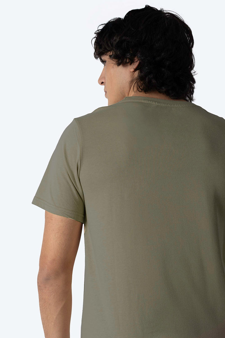 Playera básica cuello v verde olivo - Hang Ten 