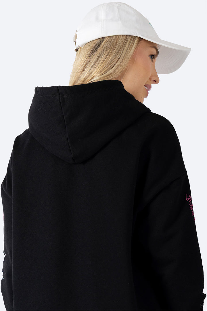 Sudadera oversize negra con estampado -  Hang Ten