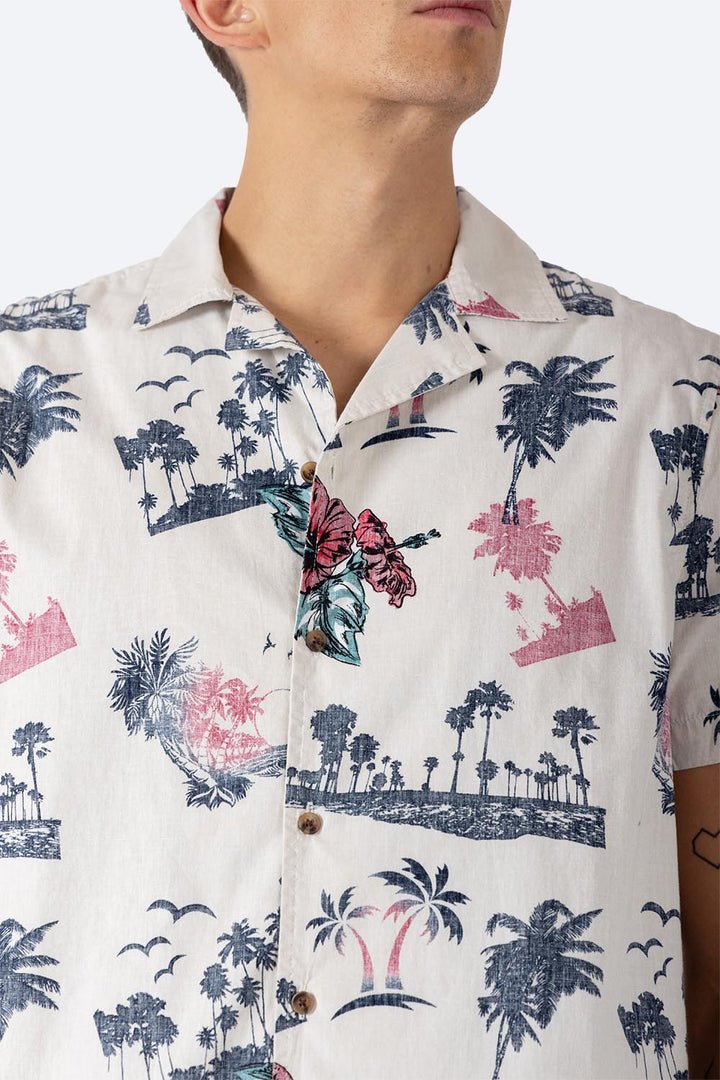 Camisa beige estampado palmeras - Hang Ten