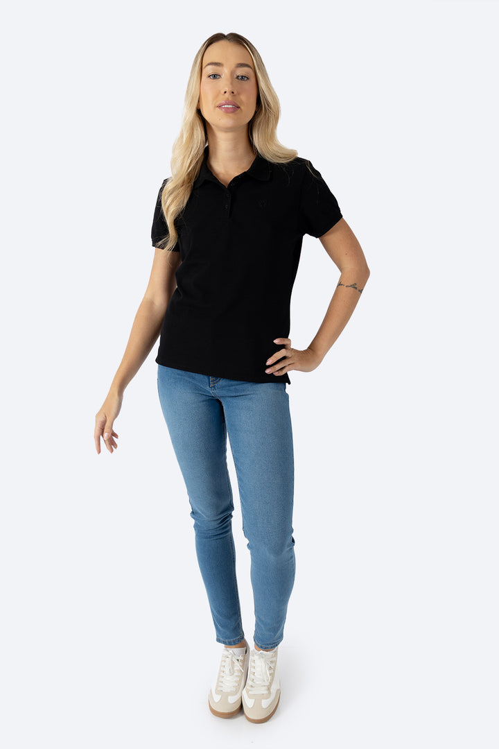 Polo piqué new negra  - Hang Ten