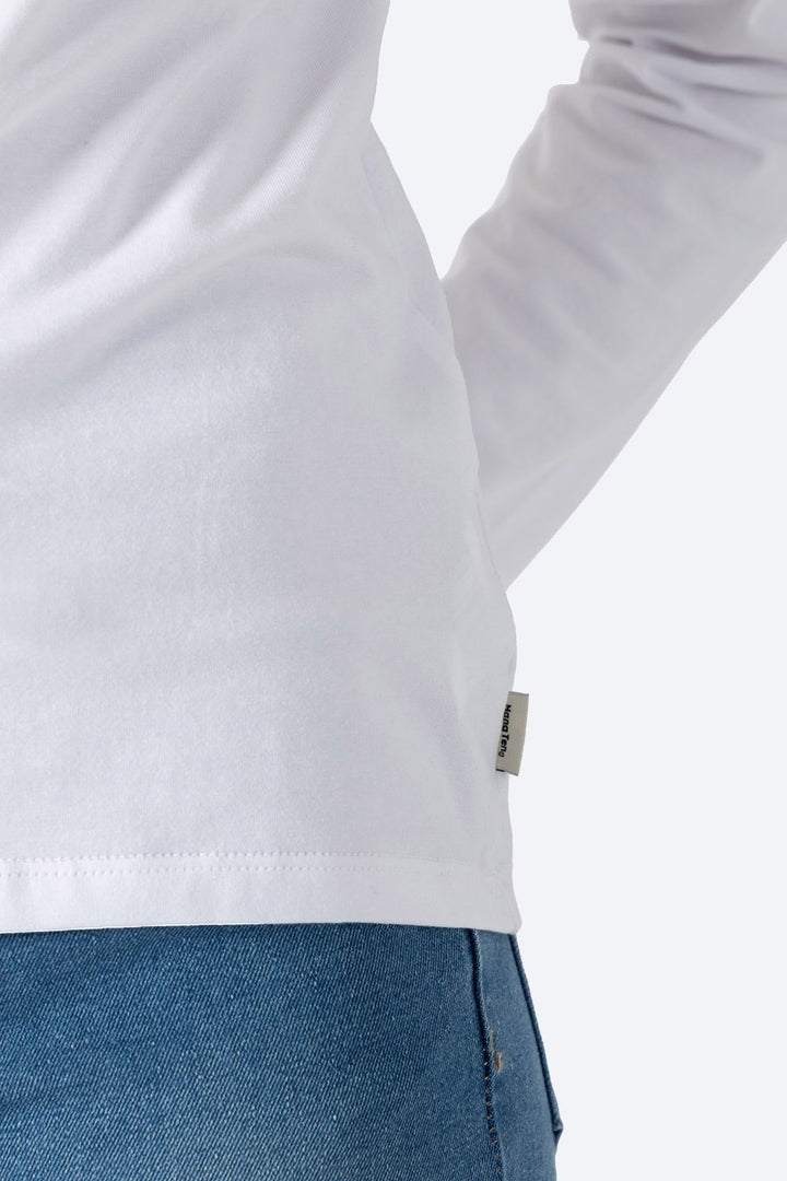 Playera blanca manga larga básica  - Hang Ten
