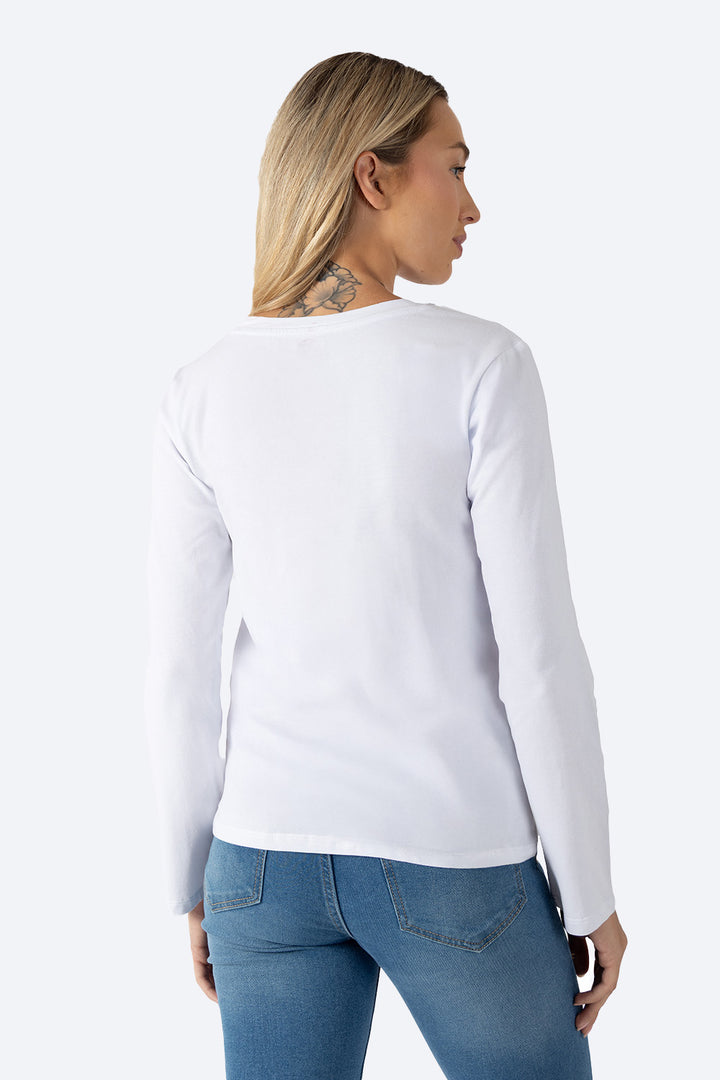 Playera blanca manga larga básica  - Hang Ten