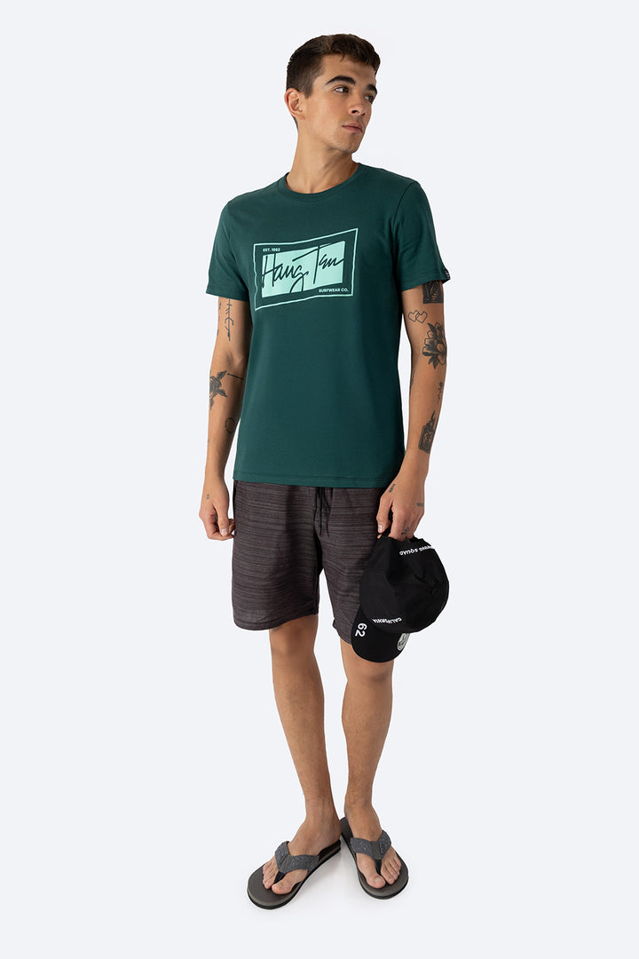 T-shirt verde oscuro "Est. 1962 Hang Ten" - Hang Ten 