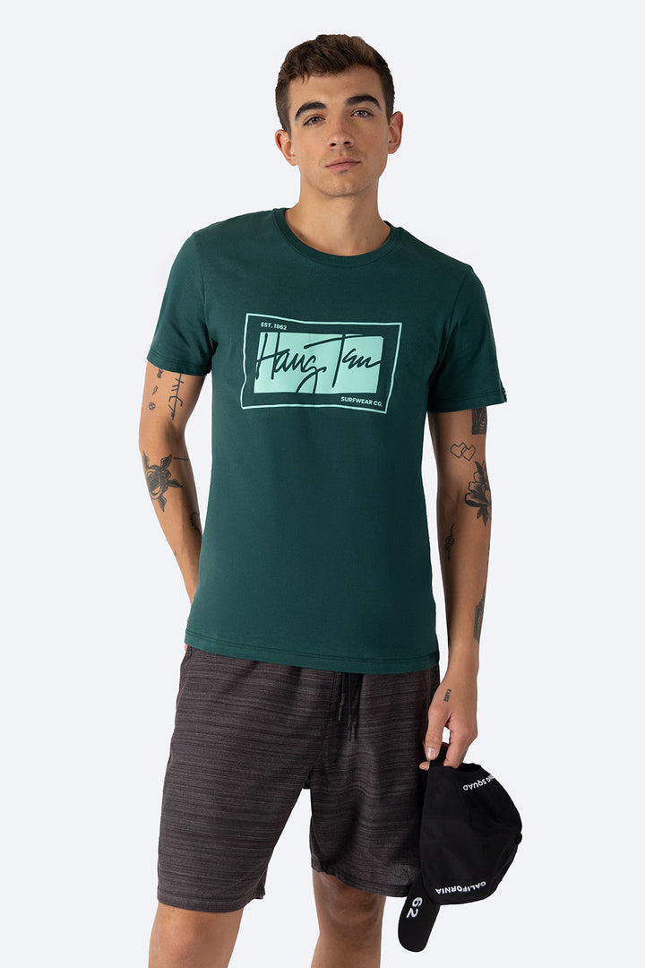 T-shirt verde oscuro "Est. 1962 Hang Ten" - Hang Ten 