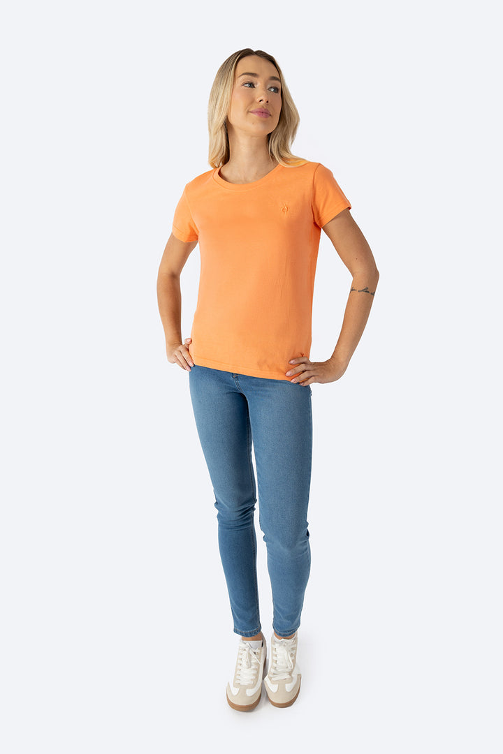Playera básica cuello redondo naranja claro  - Hang Ten