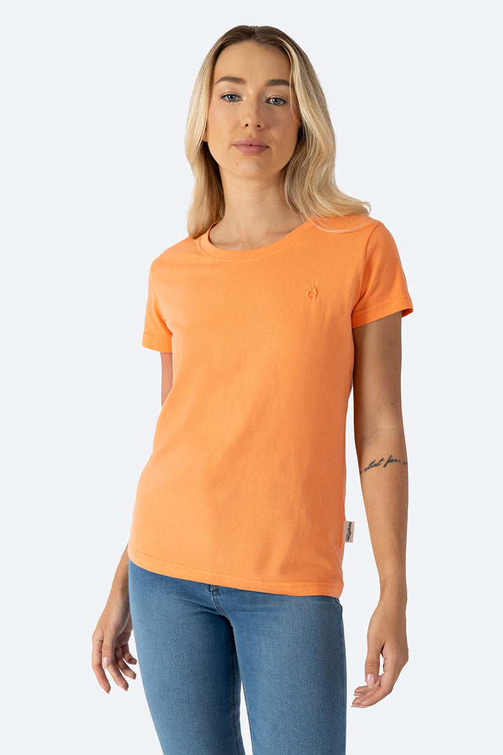 Playera básica cuello redondo naranja claro  - Hang Ten
